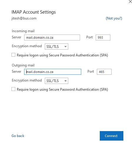 email setup - outlook